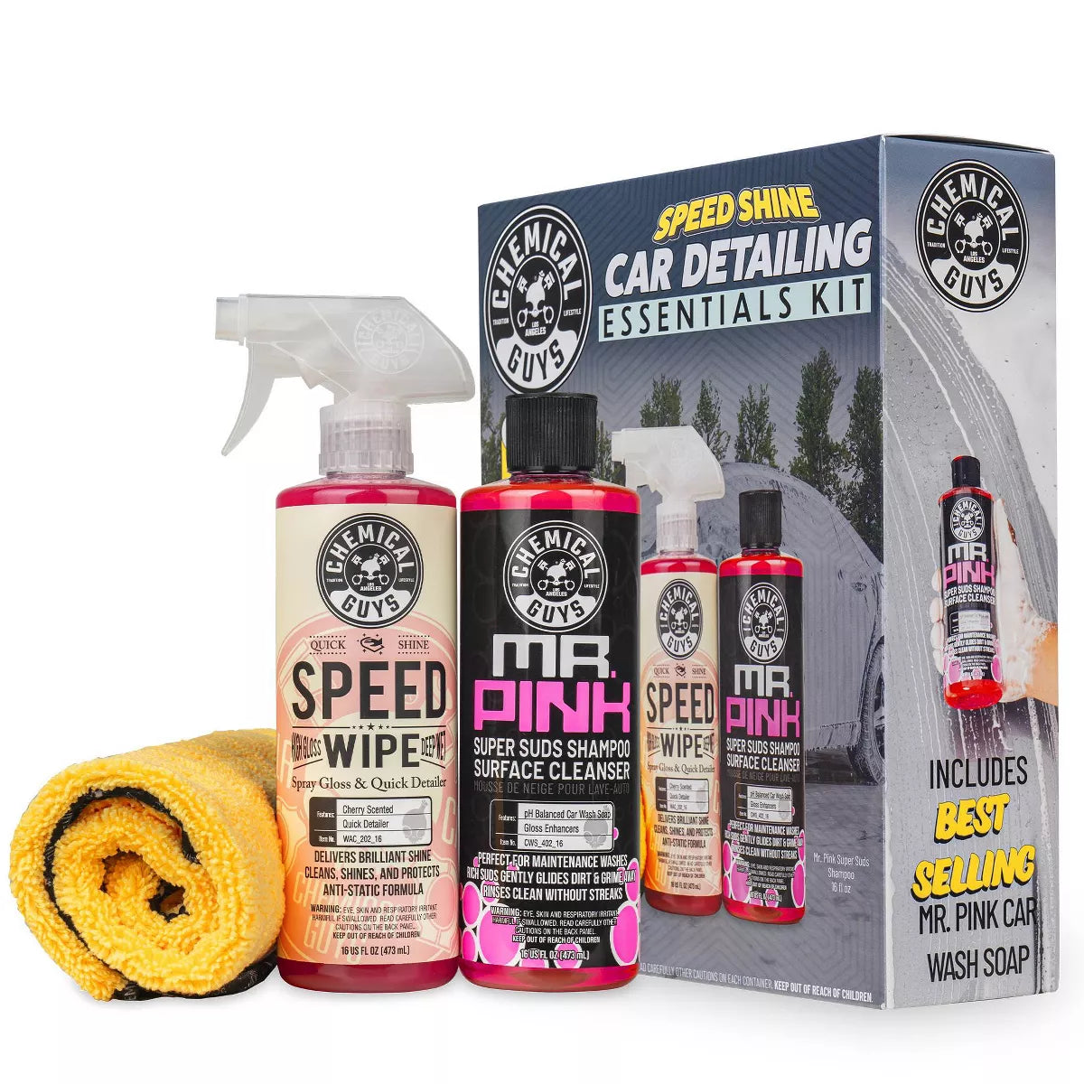 Chemical Guys 3Pc Wash and Shine Cleaners: Liquid Automotive Cleaning Kit,  Scented for Cars 
